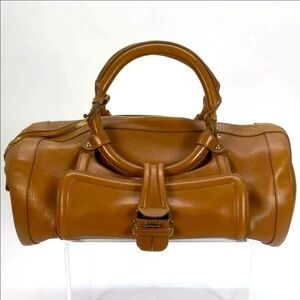 JIMMY CHOO Leather Tahula Hillary Tan Doctor Bag